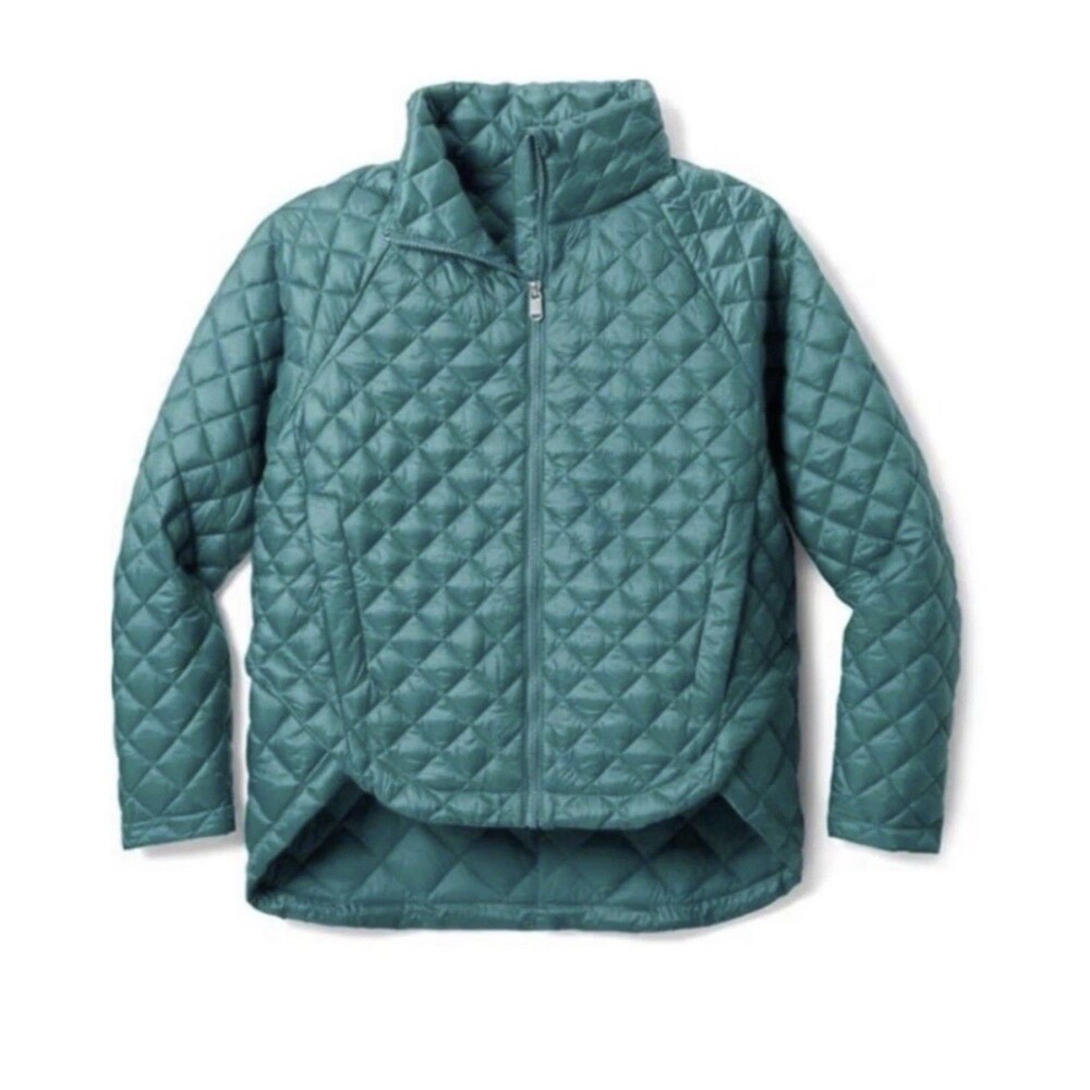 Athleta Whisper Featherless Puffer Jacket Womens S Teal Green Quilted Excellent